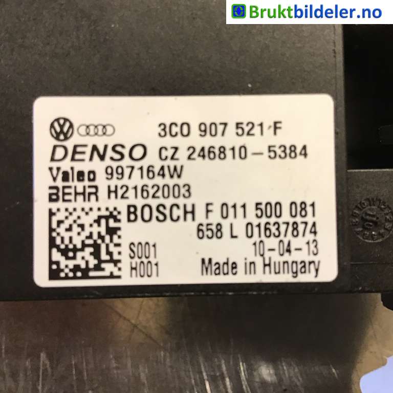 Varmeapparat motstand til Audi A3 2009-2012 (Type II, Fase 2) (AUDI|3C0 907 521 F|CZ246810-5384|F 011 500 081)