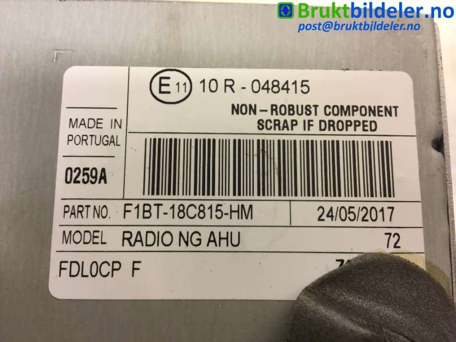 Bilstereo til Ford Transit Connect 2013-2018 Type II, Fase 1 (FORD|DT1T-18C815-HM|)