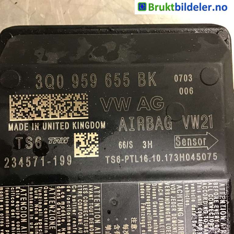 Airbag elektronikk til Škoda Octavia 2017-2020 (Type III, Fase 2)  (SKODA|3Q0 959 655 BK|)