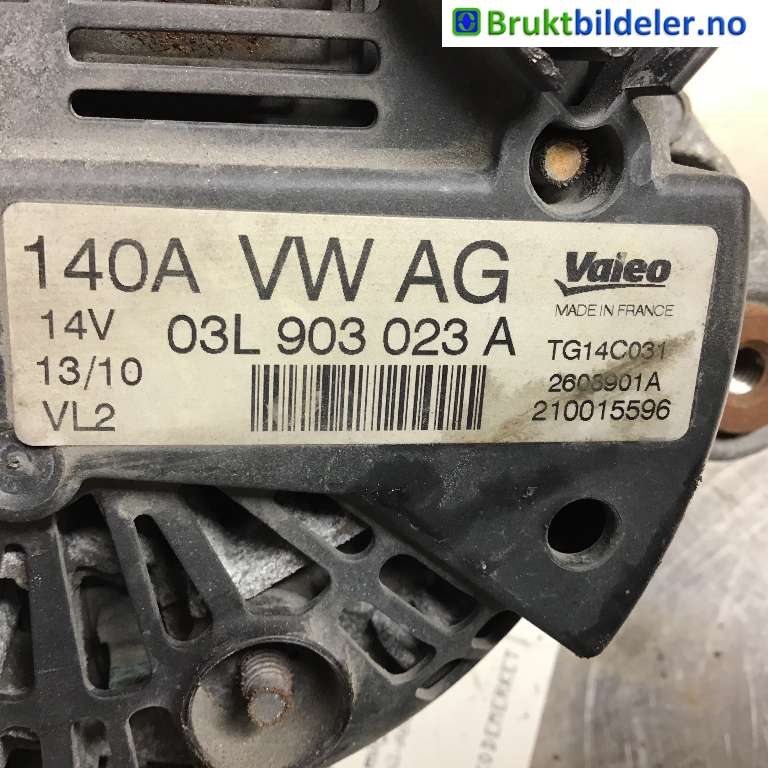 Dynamo til Audi A3 2009-2012 (Type II, Fase 2)  (AUDI|03L 903 023 A|2608901A|TG14C031)