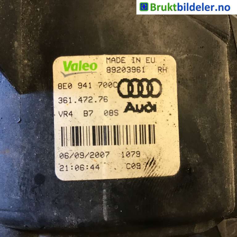 Tåkelykt venstre foran til Audi A4 2004-2008 (Type III) (B7) (B7) (AUDI|8E0 941 700 C|89203961|)