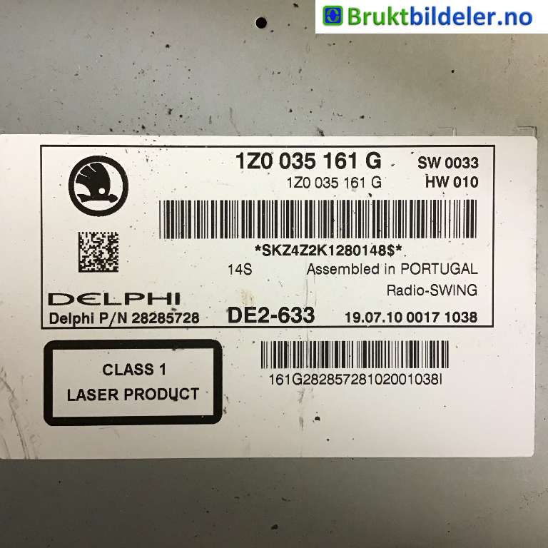 Bilstereo til Škoda Yeti 2009-2013 (Fase 1) (SKODA|1Z0 035 161 G|)