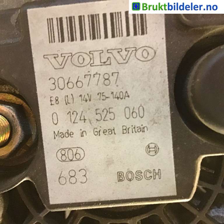 Dynamo til Volvo V70 2005-2007 (Type II, Fase 2)  (VOLVO|30667787|0 124 525 060|)