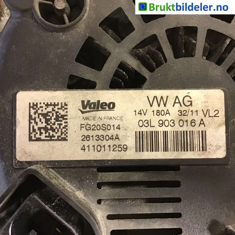 Dynamo til Audi A6 2011-2014 (Type IV, Fase 1) (C7) (C7) (AUDI|03L 903 016 A|261304A|FG20S014)