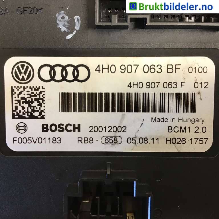 Styreenhet comfort (BCM) til Audi A6 2011-2014 (Type IV, Fase 1) (C7) (C7) (AUDI|4H0 907 063 BF|F005V01183|)