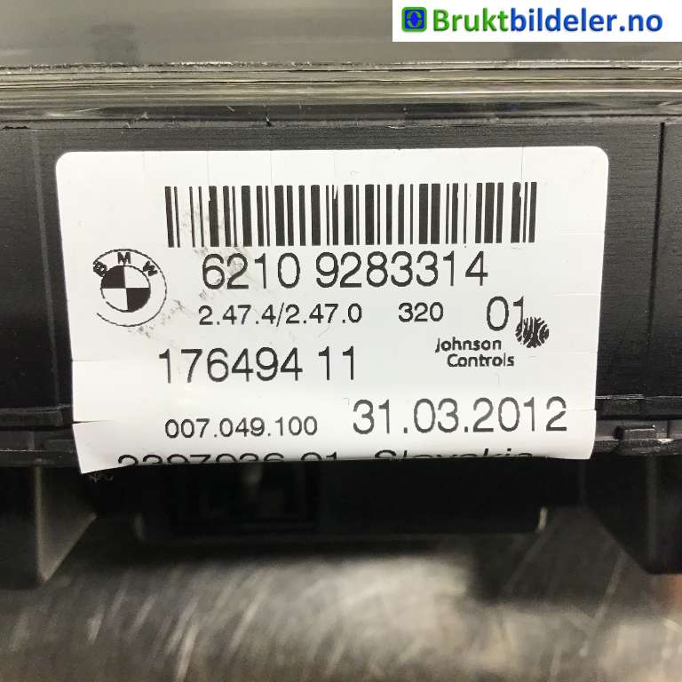 Instrumentpanel til BMW 3-Serie 2012-2018 (F30/F31/F34) (F30/F31/F34) (BMW|62 10 9 283 314|176494 11|)