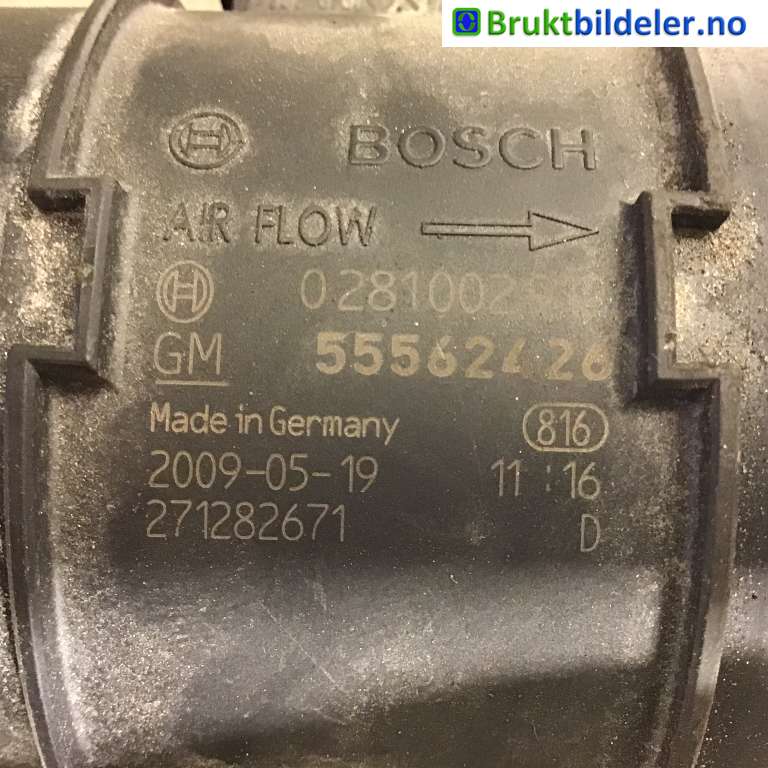 Luftmengde/luftmassemåler til Opel Insignia A 2009-2014  (OPEL|55562426|0 281 002 912|)