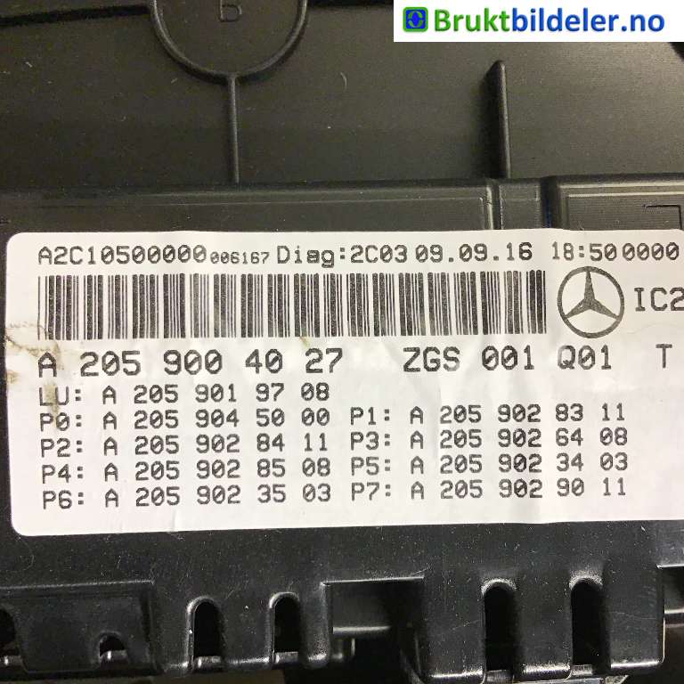 Instrumentpanel til Mercedes C-Klasse 2014-2018 (Fase 1) (W205) (W205) (MERCEDES|A 205 900 40 27|A2C10500000|)