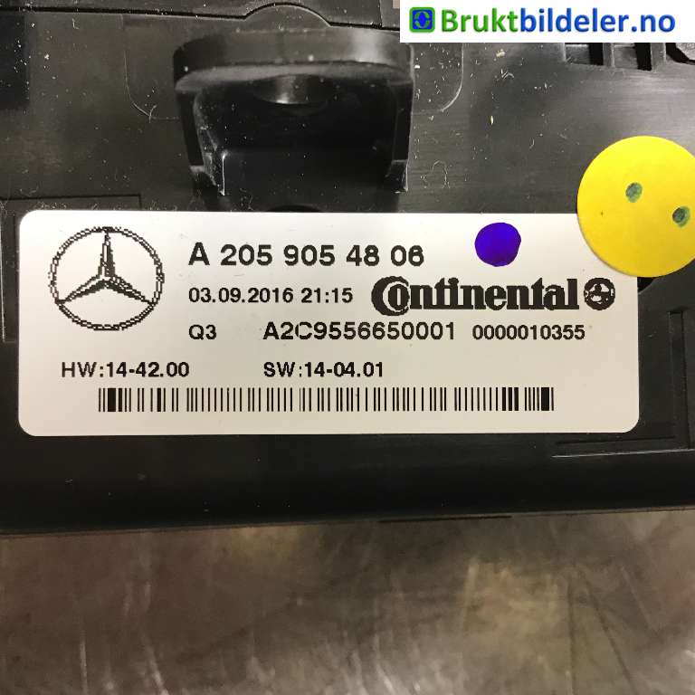 Varmeapparat betjening til Mercedes C-Klasse 2014-2018 (Fase 1) (W205) (W205) (MERCEDES|A 205 905 48 06|A2C9556650001|)