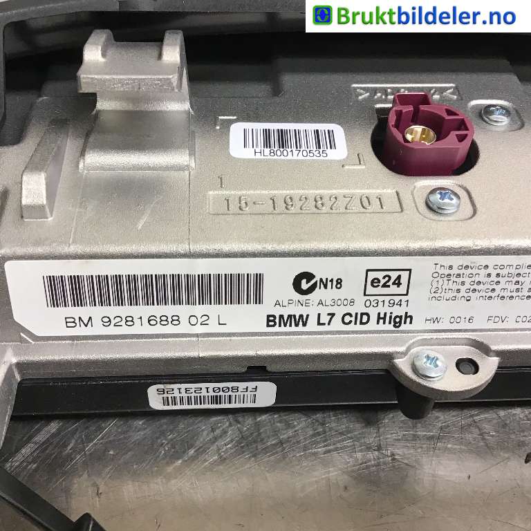 Instrument kjørecomputer til BMW 3-Serie 2012-2018 (F30/F31/F34) (F30/F31/F34) (BMW|9281688-02|)