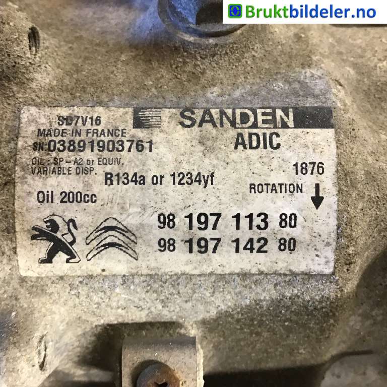 Aircondition kompressor til Peugeot Boxer 2014-->> (Type III, Fase 2) (PEUGEOT|98 197 113 80|03891903761|)