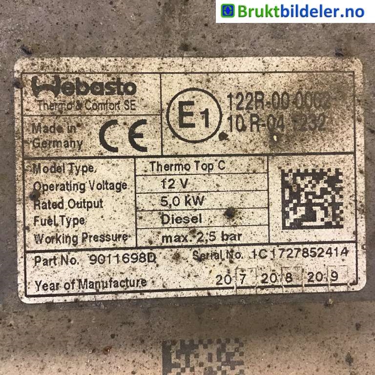 Dieselvarmer til Peugeot Boxer 2014-->> (Type III, Fase 2)  (PEUGEOT|6462 V4||66724C)