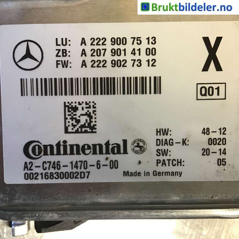Sensor radar til Mercedes C-Klasse 2014-2018 (Fase 1) (W205) (W205) (MERCEDES|A 222 900 75 13|A2C7461470600|)