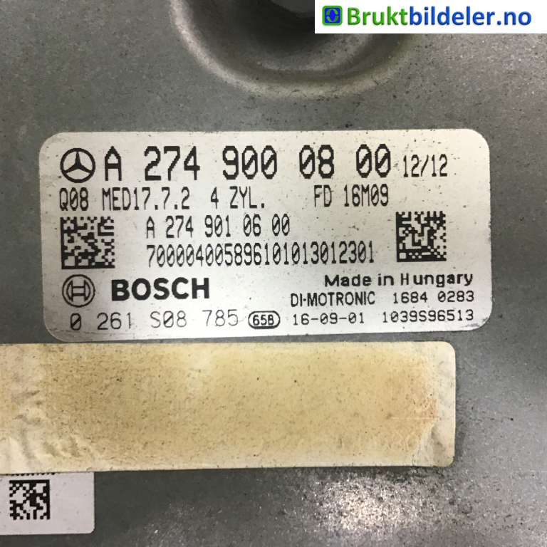 Styreenhet motor til Mercedes C-Klasse 2014-2018 (Fase 1) (W205) (W205) (MERCEDES|A 274 900 08 00|0 261 S08 785|)