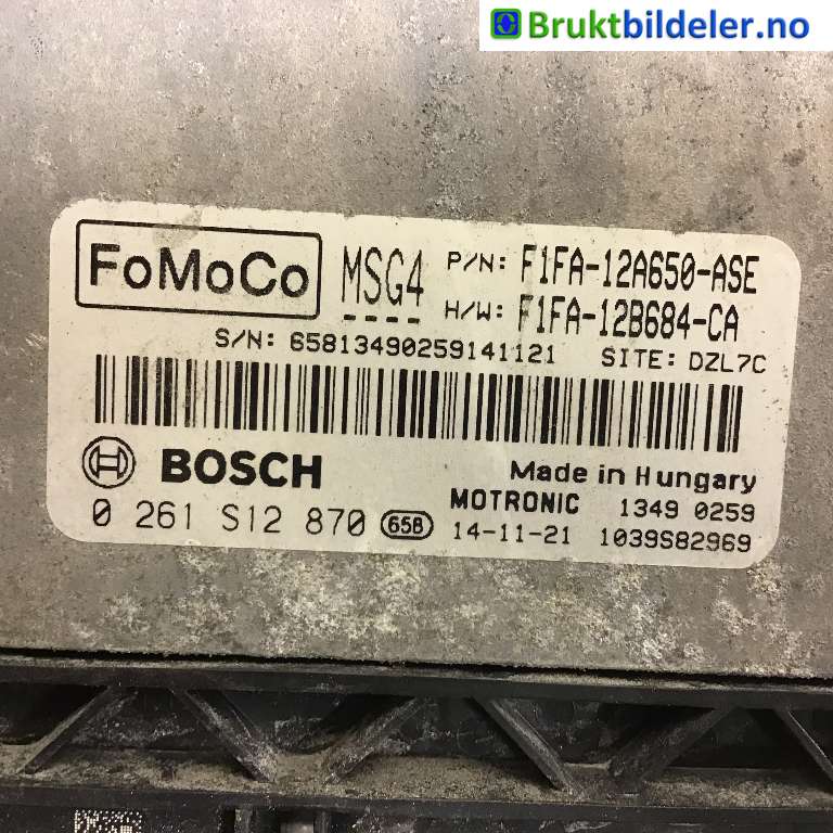 Styreenhet motor til Ford Focus 2014-2018 (Type III, Fase 2)  (FORD|F1FA-12A650-ASE|0 261 S12 870|F1FA-12B684-CA)