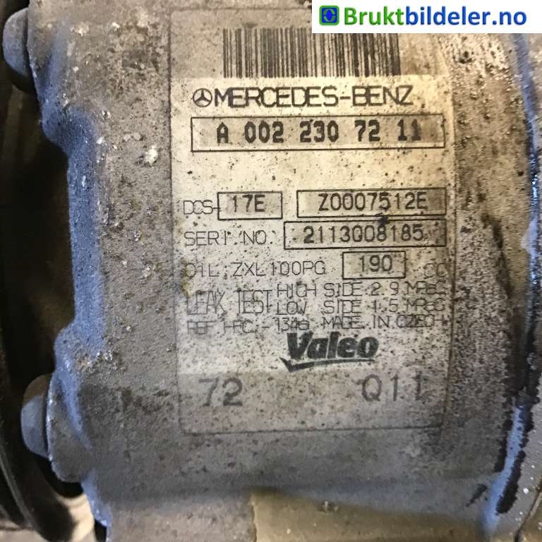 Aircondition kompressor til Mercedes Sprinter 2013-2018 (Fase 2) (906) (906) (MERCEDES|A 002 230 72 11|)