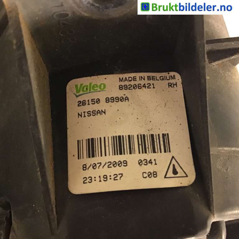 Tåkelykt venstre foran til Nissan Qashqai 2007-2010 (Type I, Fase 1)  (NISSAN|26150-8990A|89206421|)