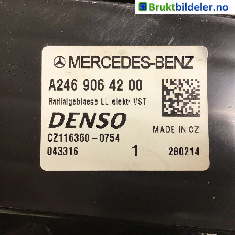 Varmeapparat motor til Mercedes B-Klasse 2011-2018 (W246) (W246) (MERCEDES|A 246 906 42 00|CZ116360-0754|)