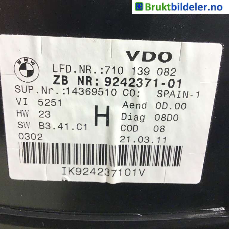 Instrumentpanel til BMW X1 2009-2015 (E84) (E84) (BMW|9242371-01|710 139 082|)