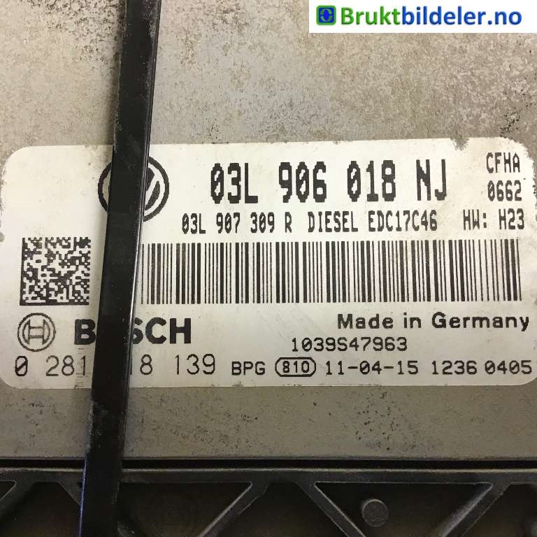 Styreenhet motor til VW Caddy 2010-2015 (Type III, Fase 2)  (VOLKSWAGEN|03L 906 018 NJ|0 281 018 139|)