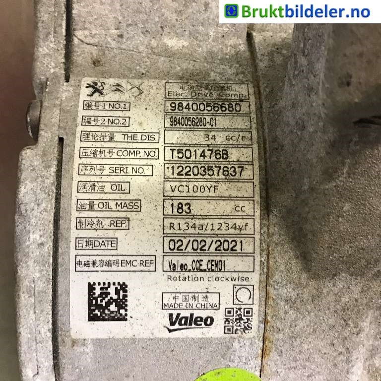 Aircondition kompressor til Opel Corsa F 2019-->>  (OPEL|9840056680|T501476B|)