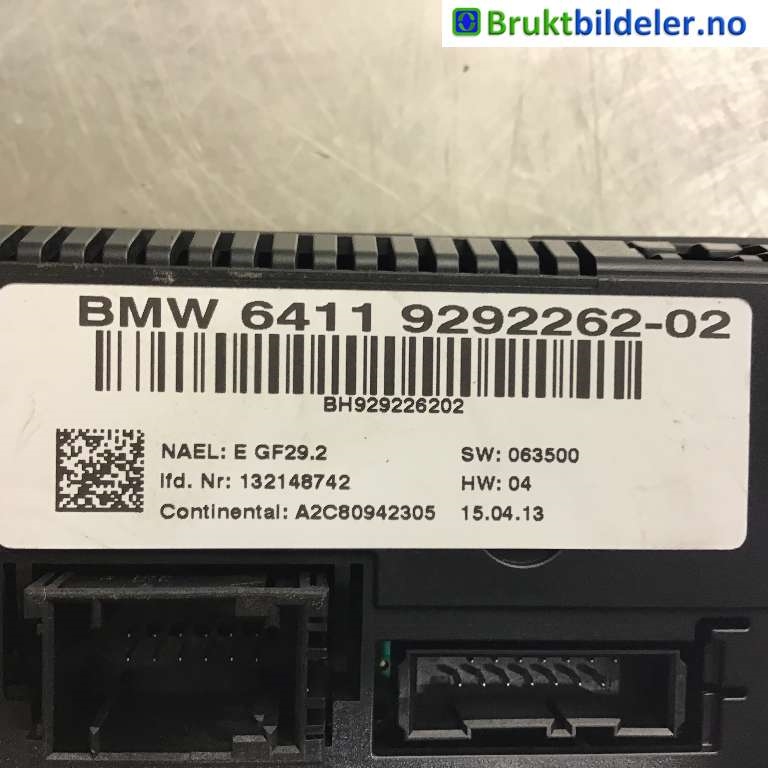 Varmeapparat betjening til BMW X1 2009-2015 (E84) (E84) (BMW|6411 9292262-02|A2C80942305|)