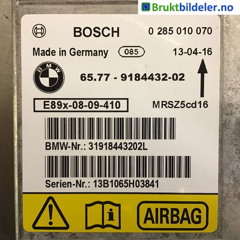 Airbag elektronikk til BMW X1 2009-2015 (E84) (E84) (BMW|65 77 9184432-02|0 258 010 070|)