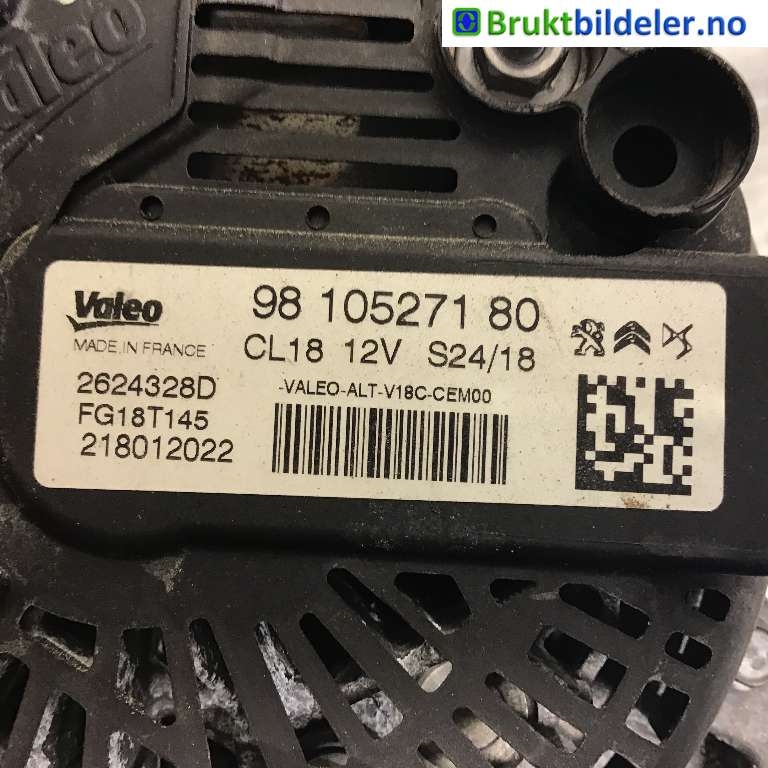 Dynamo til Peugeot Partner 2015-2019 (Type II, Fase 2)  (PEUGEOT|9810527180|2624328D|FG18T145)