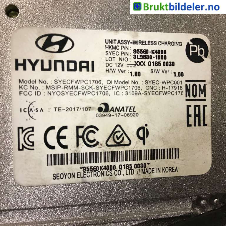 Styreenhet diverse til Hyundai Kona 2017-2021 (Type I, Fase 1)  (HYUNDAI|95560-K4000|3L9B30-1000|)
