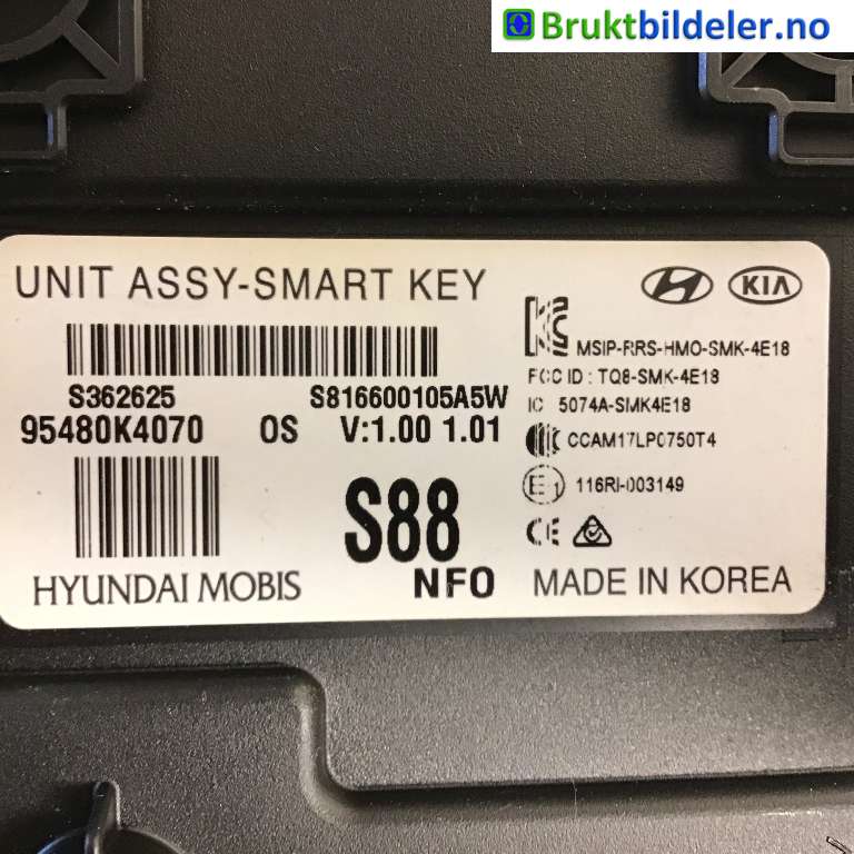Styreenhet nøkkelfri/keyless til Hyundai Kona 2017-2021 (Type I, Fase 1)  (HYUNDAI|95480K4070|S362625|)