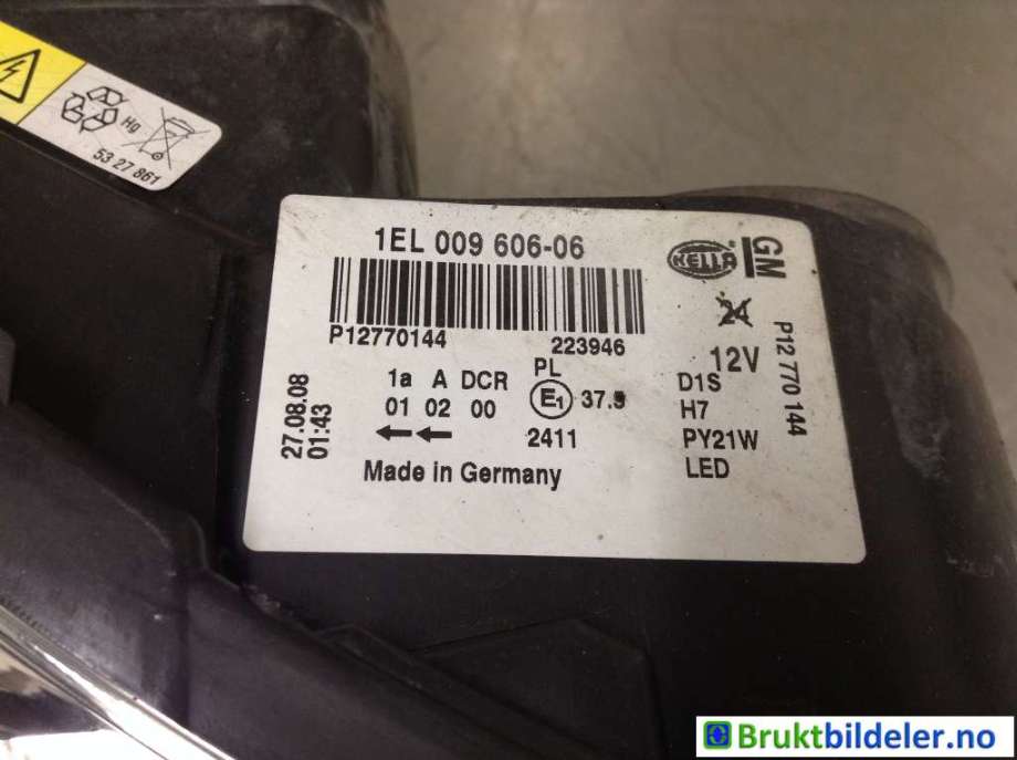 Frontlykt høyre xenon til Saab 9-3 2008-2011 (Type II, Fase 2)  (SAAB|12770144|1EL 009 606-06|)
