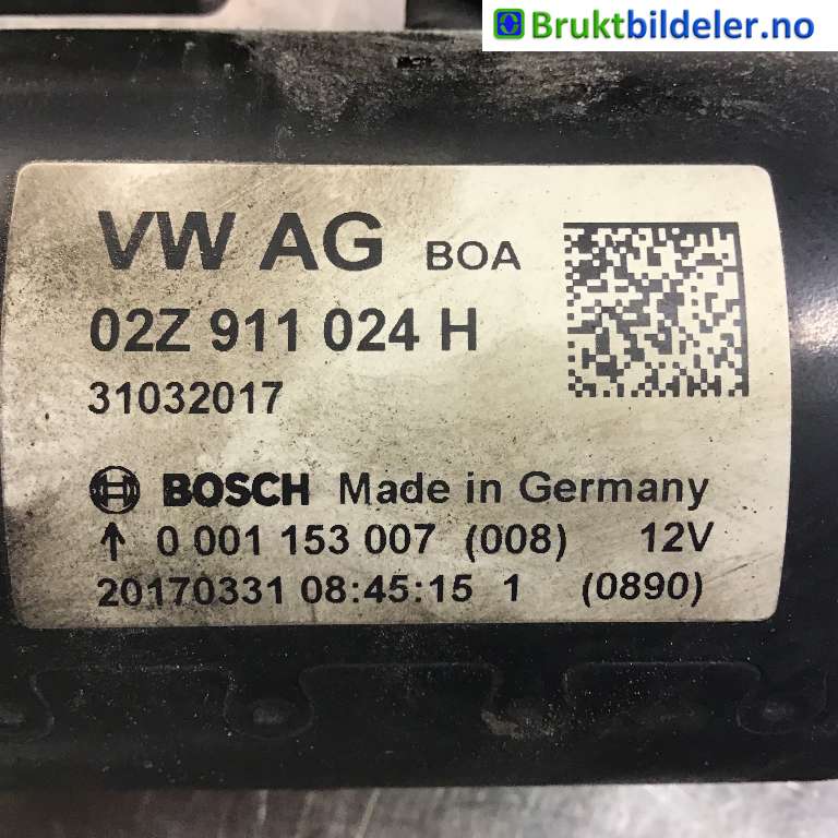 Starter diesel til VW Caddy 2015-2020 (Type III, Fase 3)  (VOLKSWAGEN|02Z 911 024 H|0 001 153 007|)