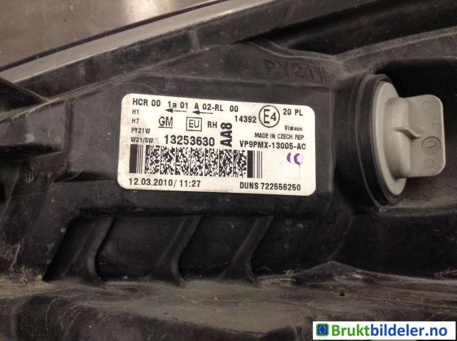 Frontlykt høyre halogen til Opel Meriva B 2010-2017  (OPEL|13253630|VP9PMX-13005-AC|)