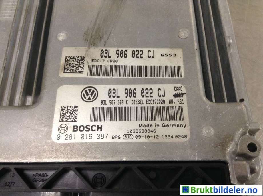 Styreenhet motor til VW Transporter / Caravelle 2009-2015 (Fase 2) (T5) (T5) (VOLKSWAGEN|03L 906 022 CJ|0 281 016 387|)
