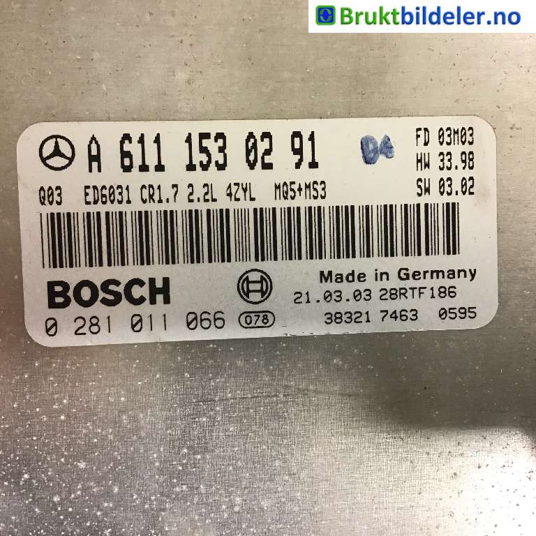 Styreenhet motor til Mercedes Vito/Viano 1996-2003 (W638) (W638) (MERCEDES|A 611 153 02 91|0 281 011 066|)