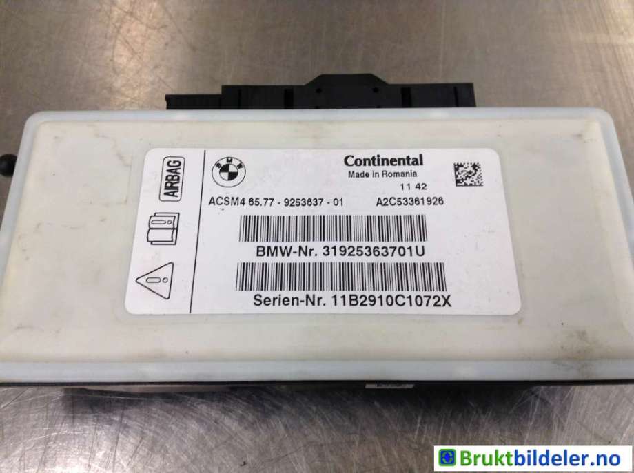 Airbag elektronikk til BMW 5-Serie 2010-2017 (F10/F11) (F10/F11) (BMW|65 77 9 253 637-01|A2C53361928|)