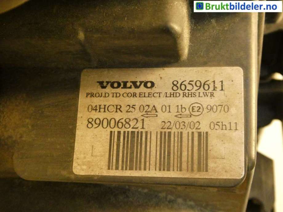 Frontlykt høyre halogen til Volvo S60 2000-2004 (Type I, Fase 1)  (VOLVO|8693657|89006821|8659611)