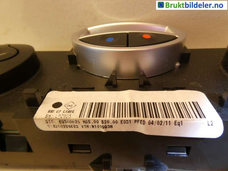 Varmeapparat betjening til Renault Clio, 2009-2012 (Type III, Fase 2)  (RENAULT|8200296683)