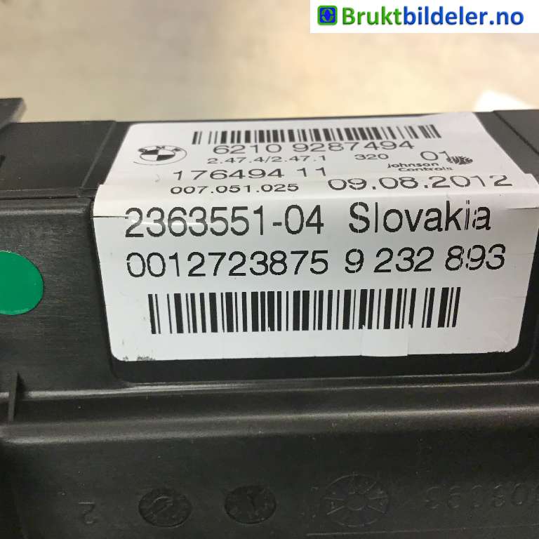 Instrumentpanel til BMW 3-Serie 2012-2018 (F30/F31/F34) (F30/F31/F34) (BMW|62 10 9 287 494|176494 11|)