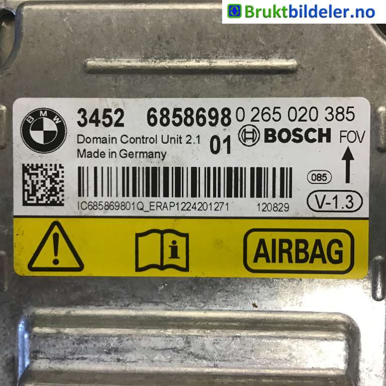 Airbag elektronikk til BMW 3-Serie 2012-2018 (F30/F31/F34) (F30/F31/F34) (BMW|34 52 6 858 698|0 265 020 385|)