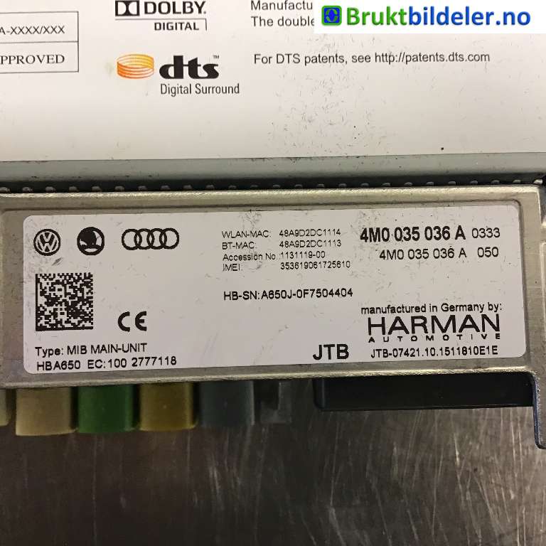 Bilstereo navigasjon spiller til Audi Q7 2015-->> (Type II) (AUDI|4M0 035 036 B|A650J-0F7504404|4M0 035 036 A)
