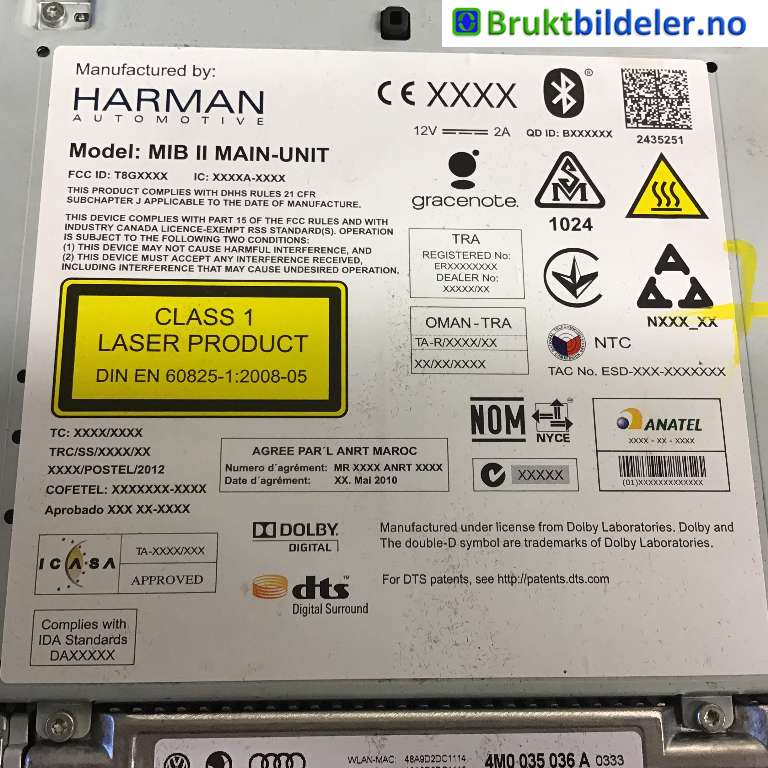 Bilstereo navigasjon spiller til Audi Q7 2015-->> (Type II) (AUDI|4M0 035 036 B|A650J-0F7504404|4M0 035 036 A)
