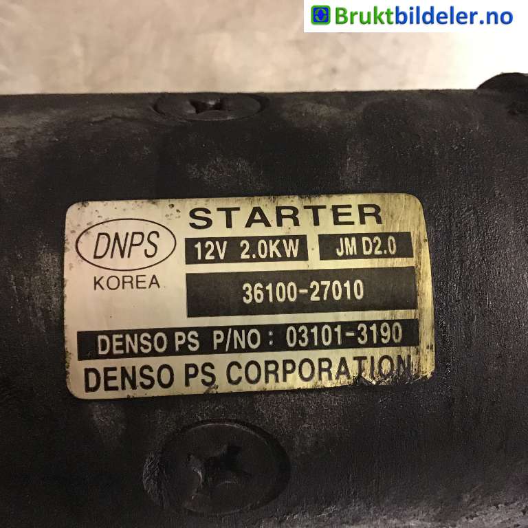 Starter diesel til Kia Sportage 2005-2010 (Type II)  (KIA|36100-27010|03101-3190|)