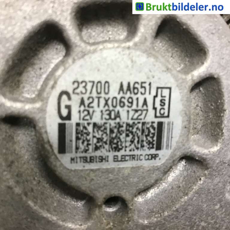 Dynamo til Subaru Outback 2009-2014 (Type IV)  (SUBARU|23700-AA651|A2TX0691A|)