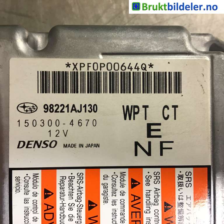 Airbag elektronikk til Subaru Outback 2009-2014 (Type IV)  (SUBARU|98221AJ130|150300-4670|)
