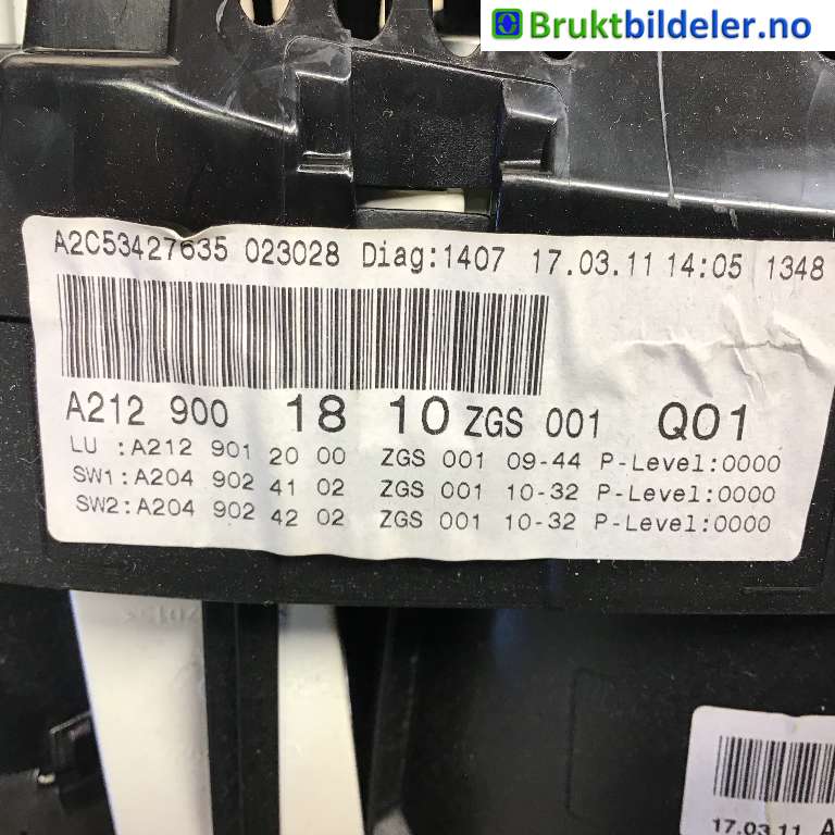 Instrumentpanel til Mercedes E-Klasse 2009-2013 (Fase 1) (W212) (W212) (MERCEDES|A 212 900 18 10|A2C53257171|)