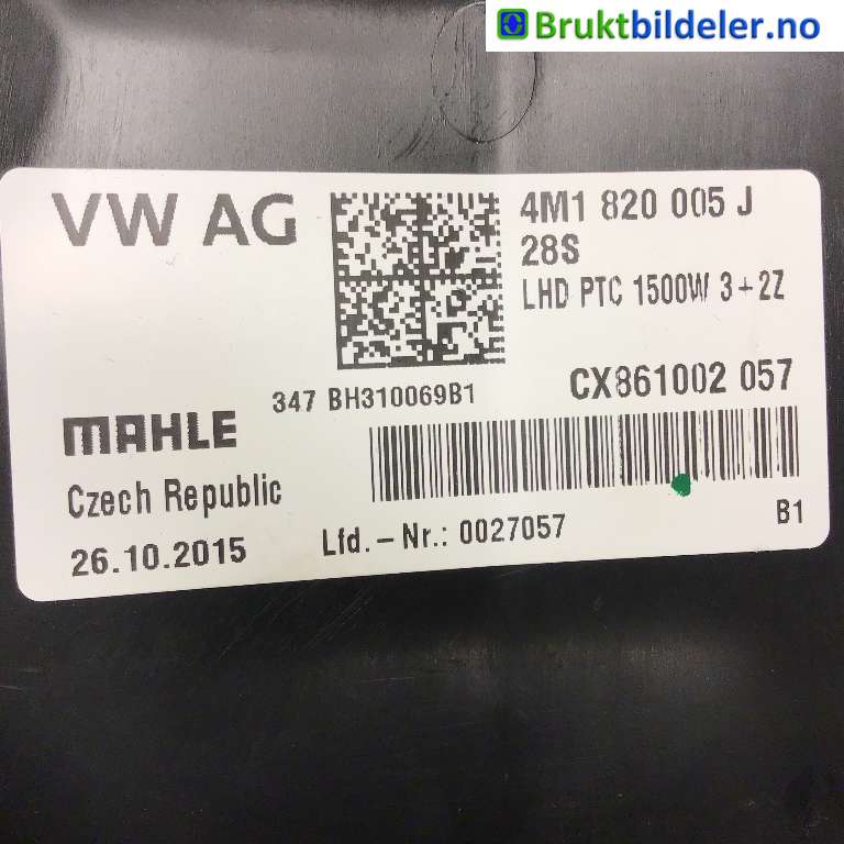Varmeapparat diverse til Audi Q7 2015-->> (Type II) (AUDI|4M1 820 005 J|)