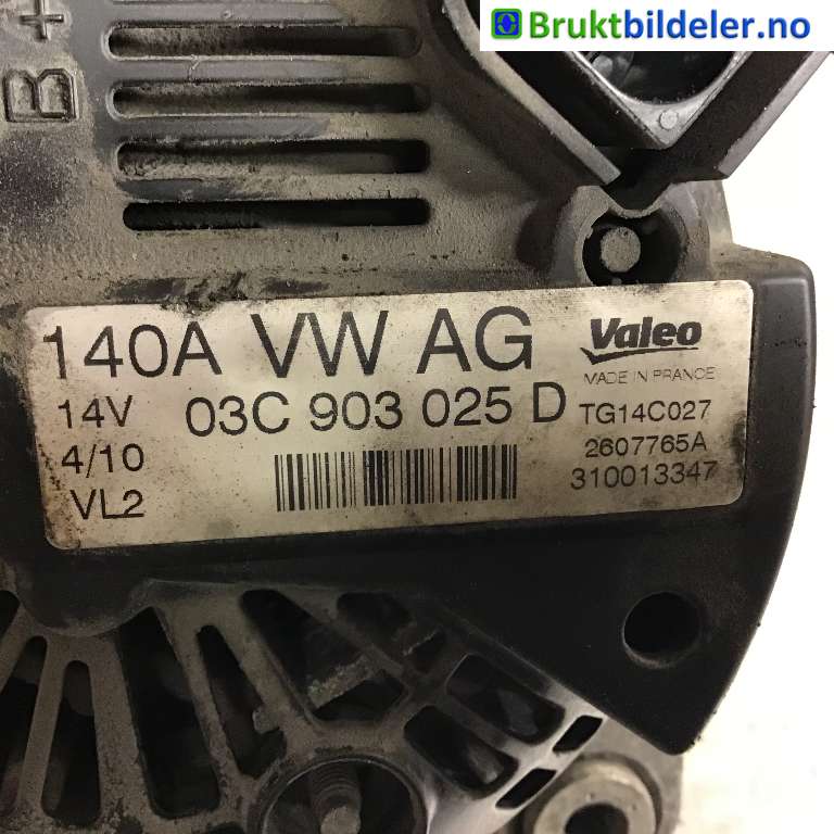 Dynamo til VW Golf VI 2008-2012 (VOLKSWAGEN|03C 903 025 D|2607765A|TG14C027)
