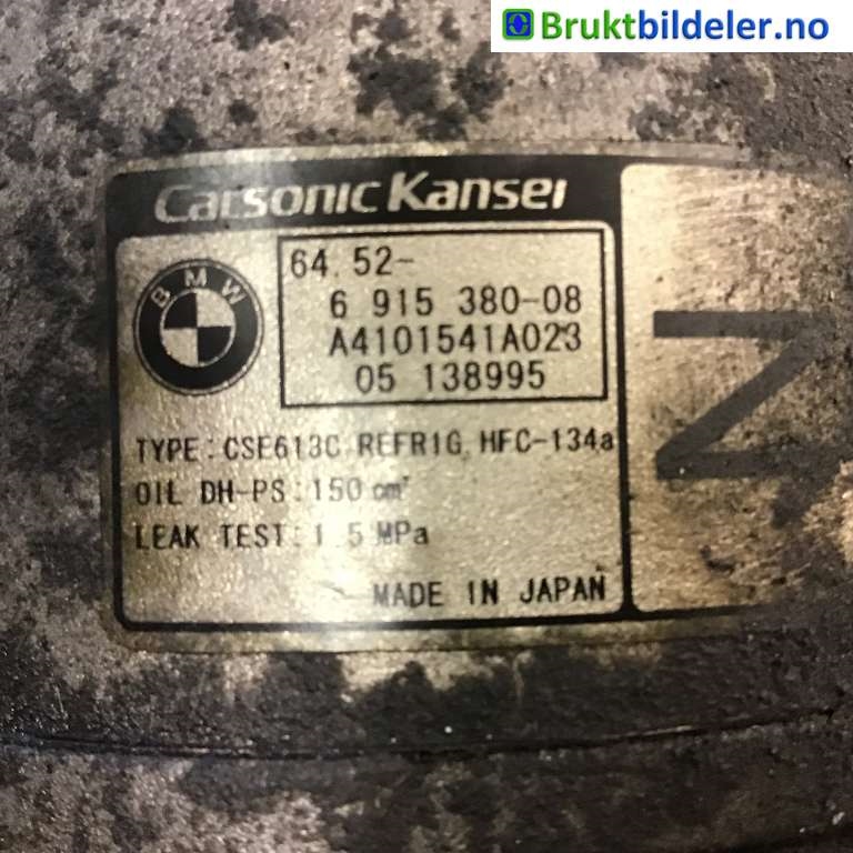 Aircondition kompressor til BMW 3-Serie 2005-2011 (E90/E91/E92/E93) (E90/E91/E92/E93) (BMW|64 52 6 915 380|A4101541A023|)