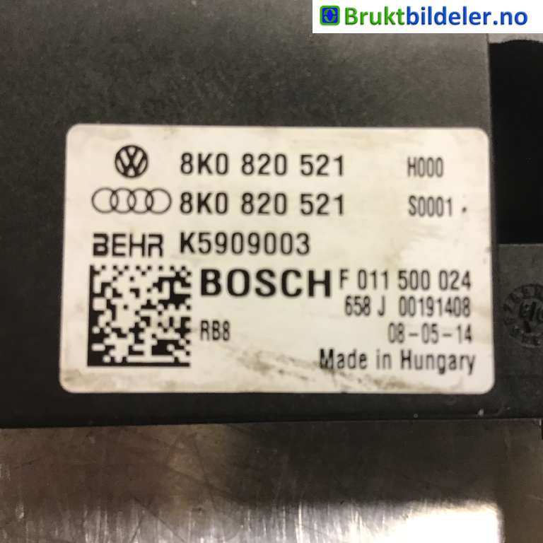 Varmeapparat motstand til Audi A4 2007-2014 (Type IV) (B8) (B8) (AUDI|8K0 820 521|F 011 500 024|)